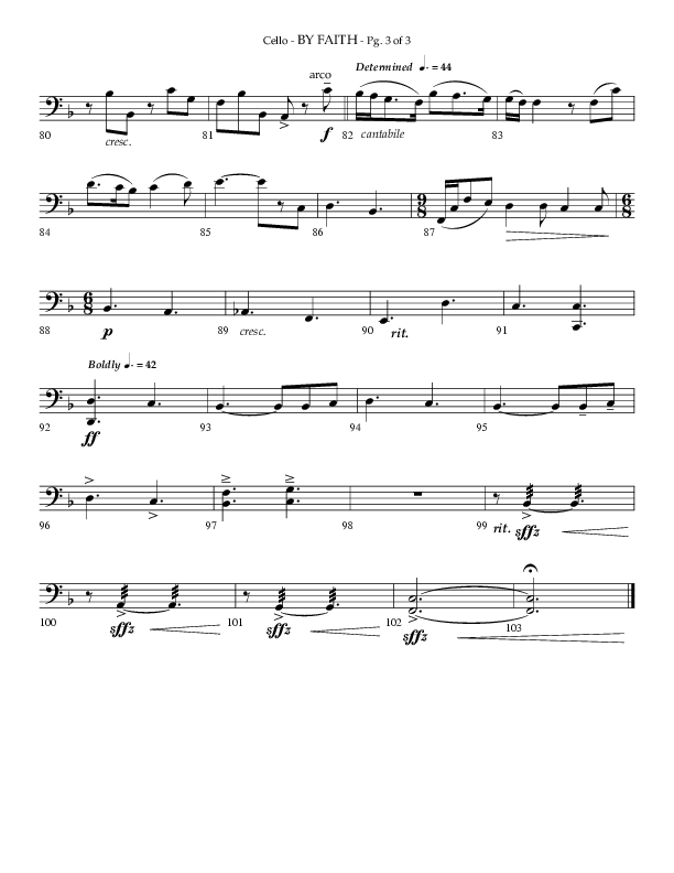 By Faith (Choral Anthem SATB) Cello (Lifeway Choral / Arr. Phillip Keveren)