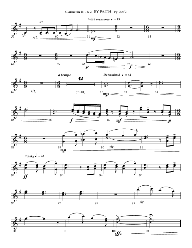 By Faith (Choral Anthem SATB) Clarinet 1/2 (Lifeway Choral / Arr. Phillip Keveren)