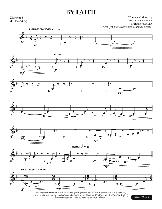 By Faith (Choral Anthem SATB) Clarinet 3 (Lifeway Choral / Arr. Phillip Keveren)