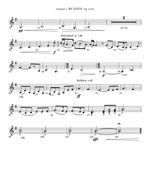 By Faith (Choral Anthem SATB) Clarinet 3 (Lifeway Choral / Arr. Phillip Keveren)