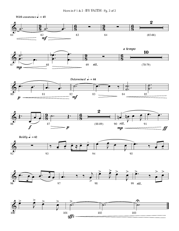 By Faith (Choral Anthem SATB) French Horn 1/2 (Lifeway Choral / Arr. Phillip Keveren)