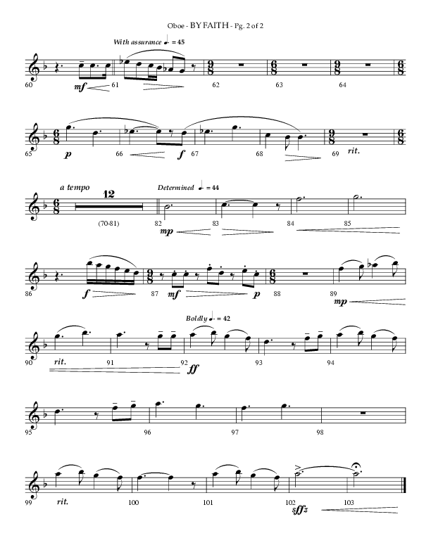 By Faith (Choral Anthem SATB) Oboe (Lifeway Choral / Arr. Phillip Keveren)