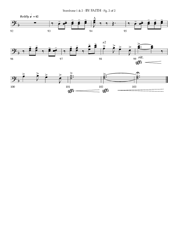 By Faith (Choral Anthem SATB) Trombone 1/2 (Lifeway Choral / Arr. Phillip Keveren)