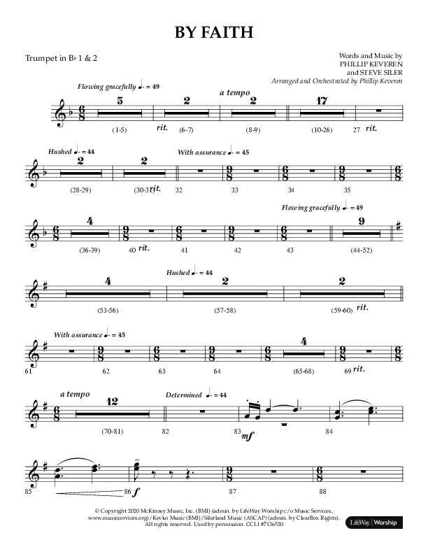 By Faith (Choral Anthem SATB) Trumpet 1,2 (Lifeway Choral / Arr. Phillip Keveren)