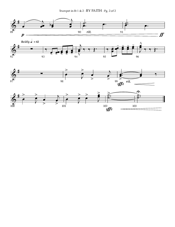 By Faith (Choral Anthem SATB) Trumpet 1,2 (Lifeway Choral / Arr. Phillip Keveren)