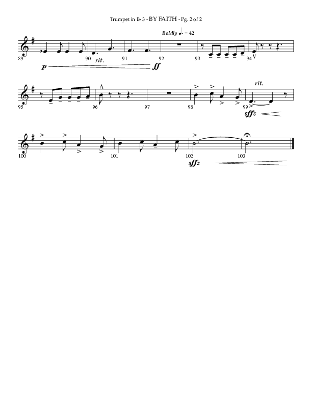 By Faith (Choral Anthem SATB) Trumpet 3 (Lifeway Choral / Arr. Phillip Keveren)