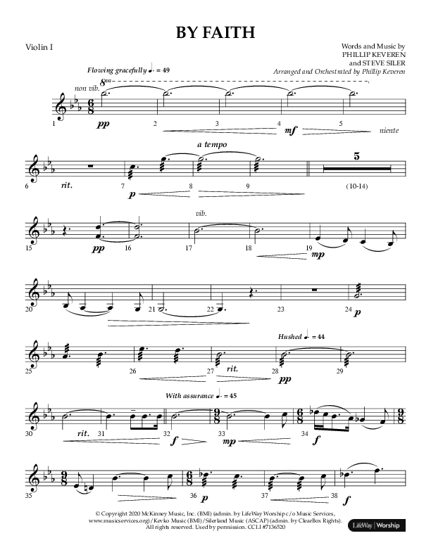 By Faith (Choral Anthem SATB) Violin 1 (Lifeway Choral / Arr. Phillip Keveren)