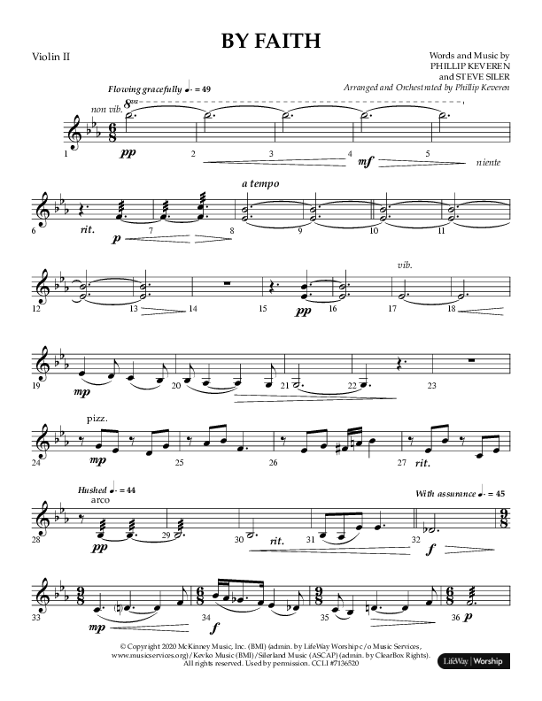 By Faith (Choral Anthem SATB) Violin 2 (Lifeway Choral / Arr. Phillip Keveren)