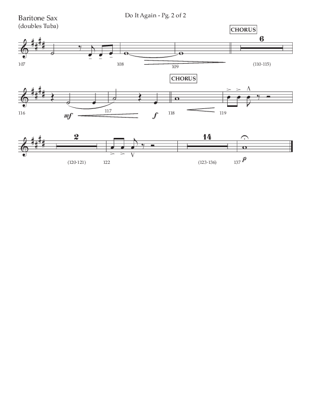 Do It Again (Choral Anthem SATB) Bari Sax (Lifeway Choral / Arr. Luke Gambill)