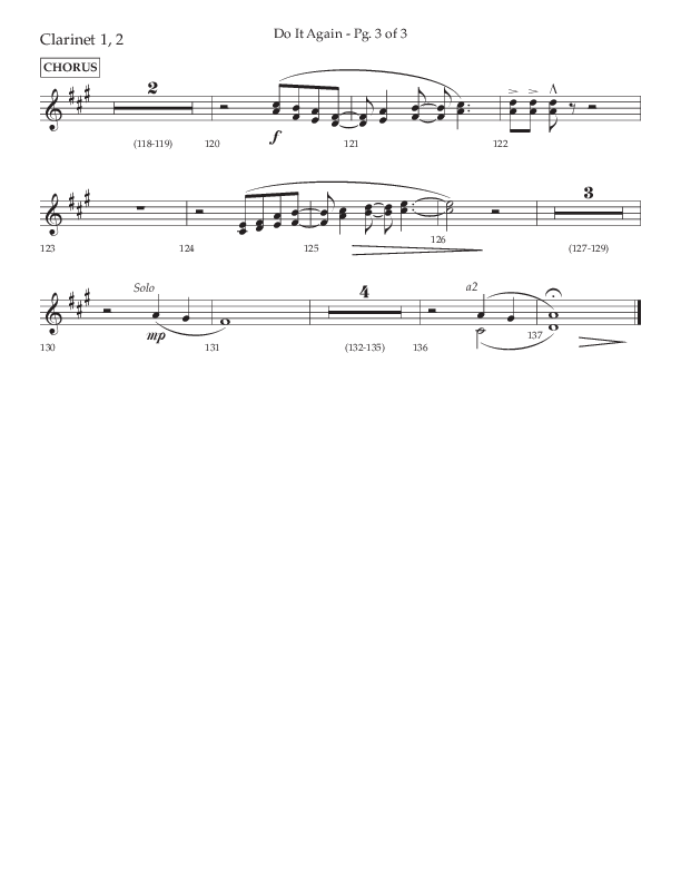 Do It Again (Choral Anthem SATB) Clarinet 1/2 (Lifeway Choral / Arr. Luke Gambill)
