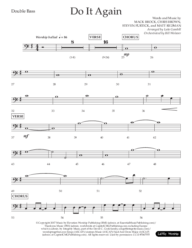 Do It Again (Choral Anthem SATB) Double Bass (Lifeway Choral / Arr. Luke Gambill)