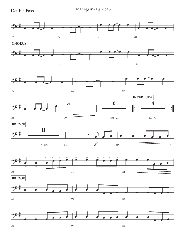 Do It Again (Choral Anthem SATB) Double Bass (Lifeway Choral / Arr. Luke Gambill)