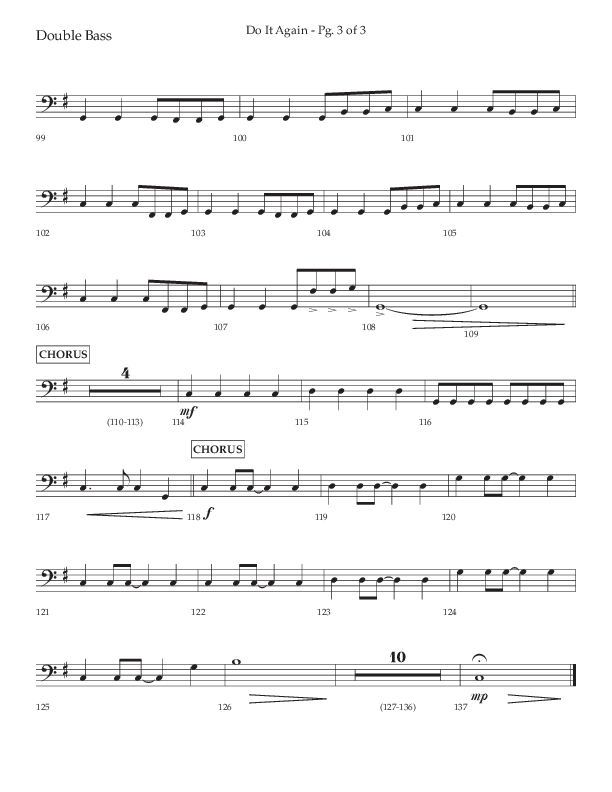 Do It Again (Choral Anthem SATB) Double Bass (Lifeway Choral / Arr. Luke Gambill)