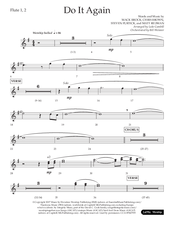 Do It Again (Choral Anthem SATB) Flute 1/2 (Lifeway Choral / Arr. Luke Gambill)