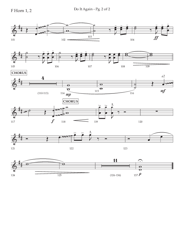 Do It Again (Choral Anthem SATB) French Horn 1/2 (Lifeway Choral / Arr. Luke Gambill)