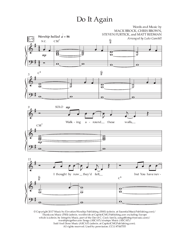 Do It Again (Choral Anthem SATB) Anthem (SATB/Piano) (Lifeway Choral / Arr. Luke Gambill)