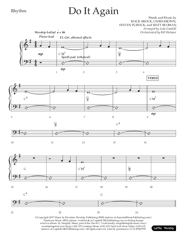 Do It Again (Choral Anthem SATB) Lead Melody & Rhythm (Lifeway Choral / Arr. Luke Gambill)