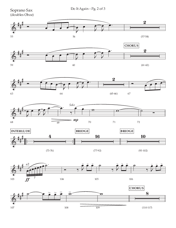 Do It Again (Choral Anthem SATB) Soprano Sax (Lifeway Choral / Arr. Luke Gambill)
