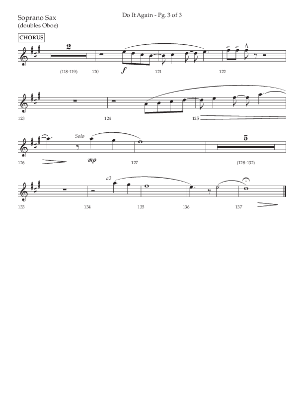 Do It Again (Choral Anthem SATB) Soprano Sax (Lifeway Choral / Arr. Luke Gambill)