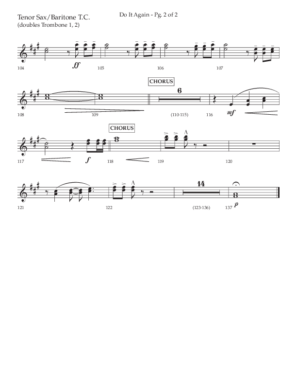 Do It Again (Choral Anthem SATB) Tenor Sax/Baritone T.C. (Lifeway Choral / Arr. Luke Gambill)