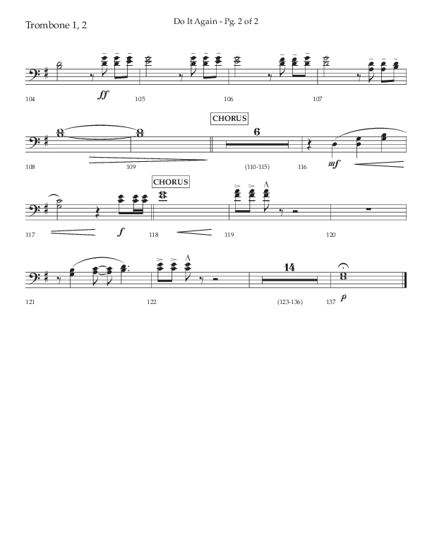 Do It Again (Choral Anthem SATB) Trombone 1/2 (Lifeway Choral / Arr. Luke Gambill)