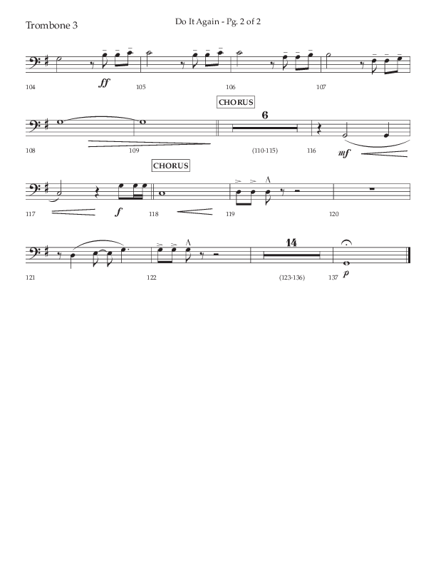 Do It Again (Choral Anthem SATB) Trombone 3 (Lifeway Choral / Arr. Luke Gambill)
