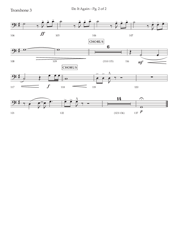 Do It Again (Choral Anthem SATB) Trombone 3 (Lifeway Choral / Arr. Luke Gambill)