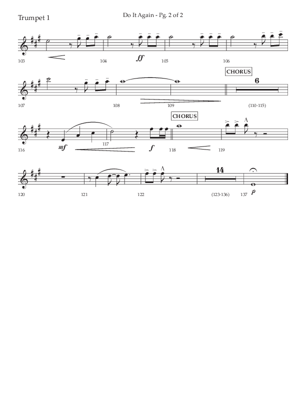 Do It Again (Choral Anthem SATB) Trumpet 1 (Lifeway Choral / Arr. Luke Gambill)