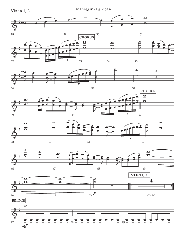 Do It Again (Choral Anthem SATB) Violin 1/2 (Lifeway Choral / Arr. Luke Gambill)