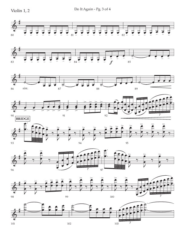 Do It Again (Choral Anthem SATB) Violin 1/2 (Lifeway Choral / Arr. Luke Gambill)