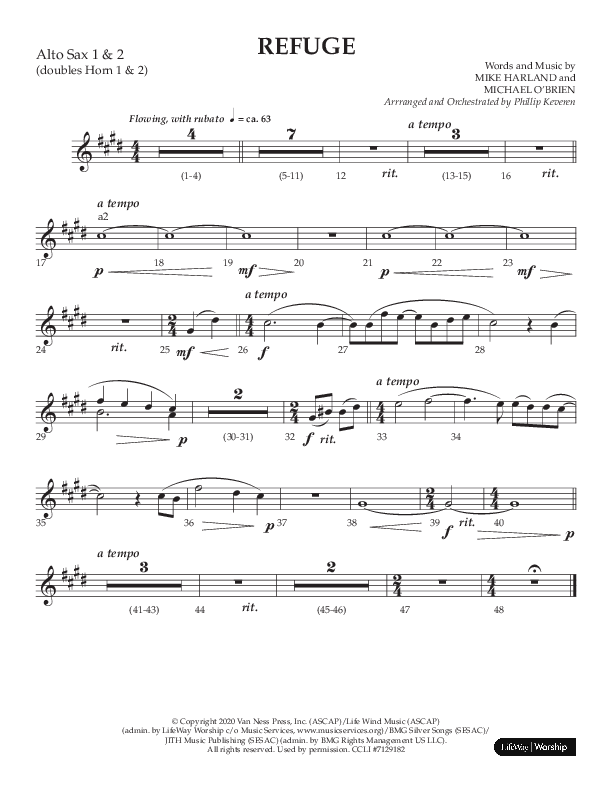 Refuge (Choral Anthem SATB) Alto Sax 1/2 (Lifeway Choral / Arr. Phillip Keveren)
