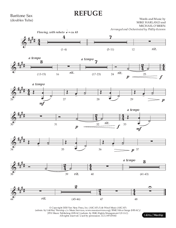 Refuge (Choral Anthem SATB) Bari Sax (Lifeway Choral / Arr. Phillip Keveren)