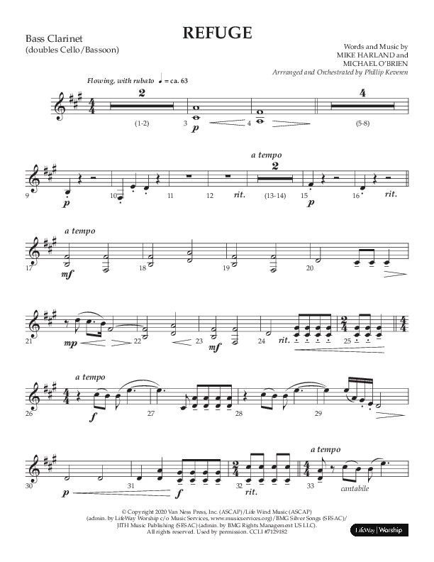 Refuge (Choral Anthem SATB) Bass Clarinet (Lifeway Choral / Arr. Phillip Keveren)