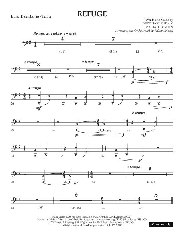 Refuge (Choral Anthem SATB) Bass Trombone, Tuba (Lifeway Choral / Arr. Phillip Keveren)