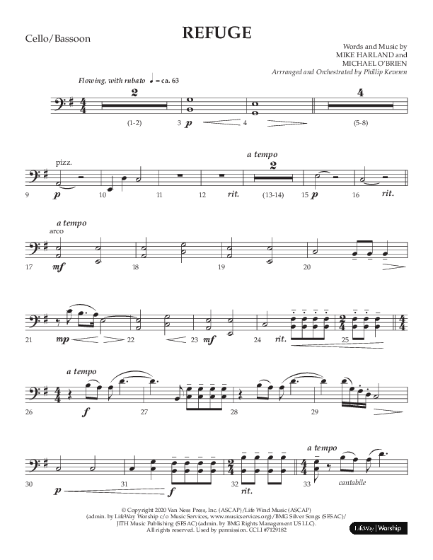 Refuge (Choral Anthem SATB) Cello (Lifeway Choral / Arr. Phillip Keveren)