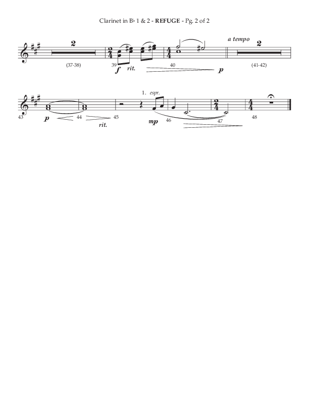 Refuge (Choral Anthem SATB) Clarinet 1/2 (Lifeway Choral / Arr. Phillip Keveren)