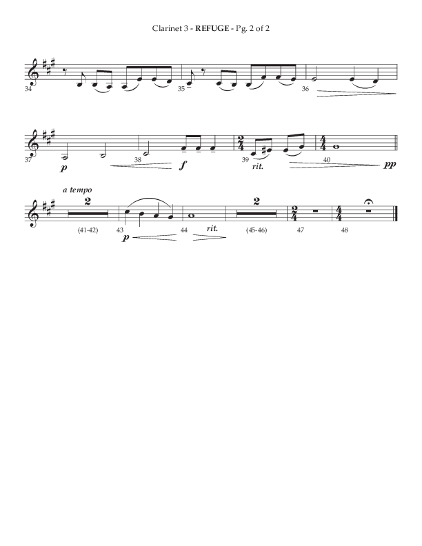 Refuge (Choral Anthem SATB) Clarinet 3 (Lifeway Choral / Arr. Phillip Keveren)
