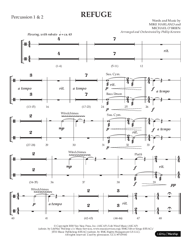 Refuge (Choral Anthem SATB) Percussion 1/2 (Lifeway Choral / Arr. Phillip Keveren)