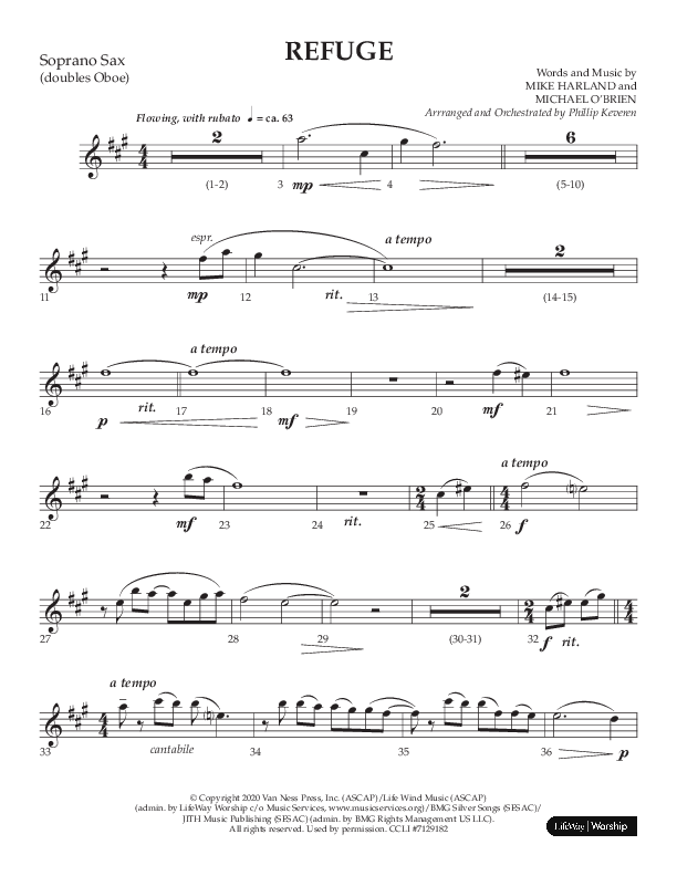 Refuge (Choral Anthem SATB) Soprano Sax (Lifeway Choral / Arr. Phillip Keveren)