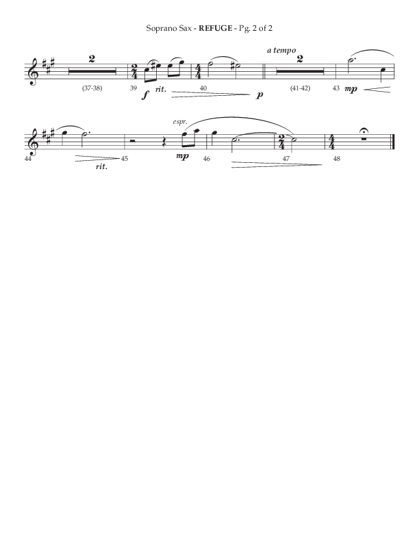Refuge (Choral Anthem SATB) Soprano Sax (Lifeway Choral / Arr. Phillip Keveren)
