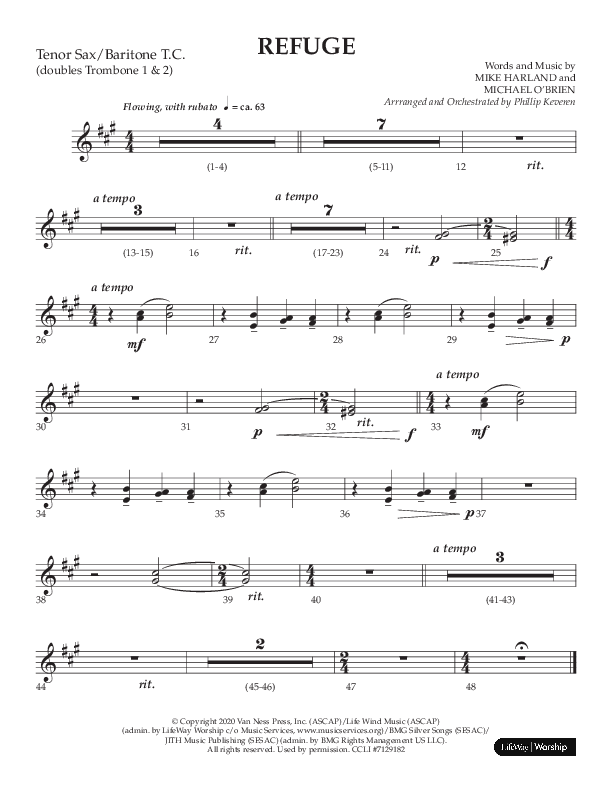 Refuge (Choral Anthem SATB) Tenor Sax/Baritone T.C. (Lifeway Choral / Arr. Phillip Keveren)