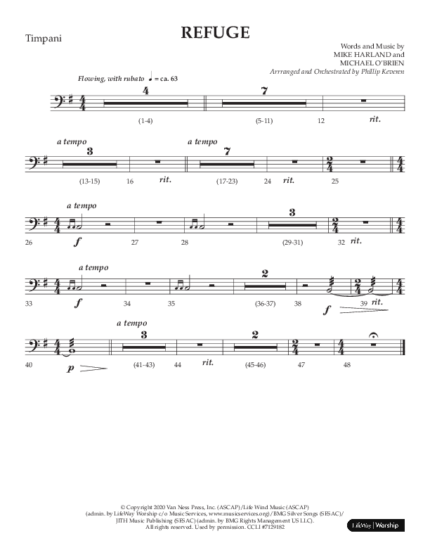 Refuge (Choral Anthem SATB) Timpani (Lifeway Choral / Arr. Phillip Keveren)