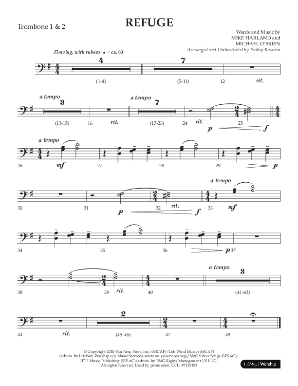 Refuge (Choral Anthem SATB) Trombone 1/2 (Lifeway Choral / Arr. Phillip Keveren)