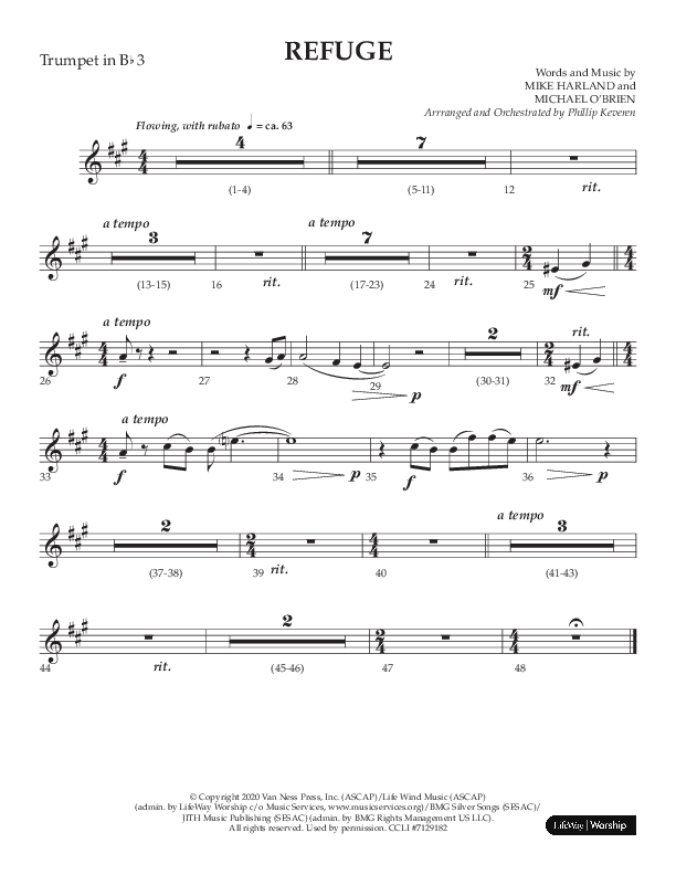 Refuge (Choral Anthem SATB) Trombone 3 (Lifeway Choral / Arr. Phillip Keveren)