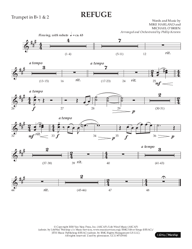 Refuge (Choral Anthem SATB) Trumpet 1,2 (Lifeway Choral / Arr. Phillip Keveren)
