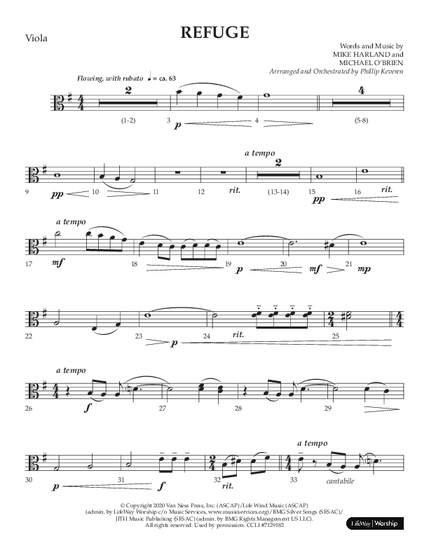 Refuge (Choral Anthem SATB) Viola (Lifeway Choral / Arr. Phillip Keveren)