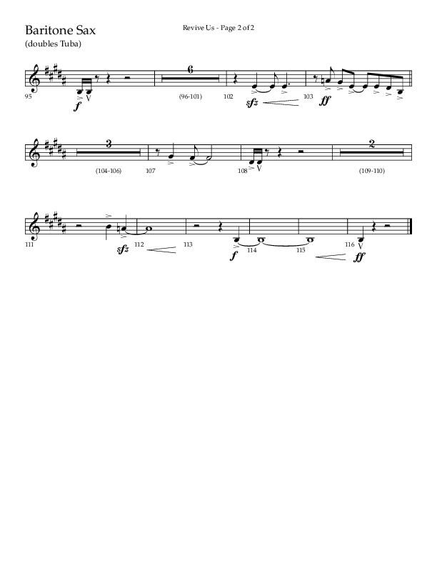 Revive Us (Choral Anthem SATB) Bari Sax (Lifeway Choral / Arr. Cliff Duren / Arr. Kirk Kirkland)