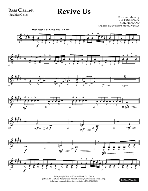 Revive Us (Choral Anthem SATB) Bass Clarinet (Lifeway Choral / Arr. Cliff Duren / Arr. Kirk Kirkland)