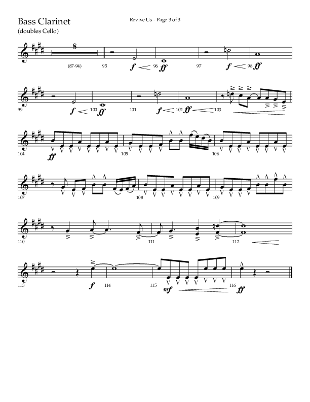 Revive Us (Choral Anthem SATB) Bass Clarinet (Lifeway Choral / Arr. Cliff Duren / Arr. Kirk Kirkland)
