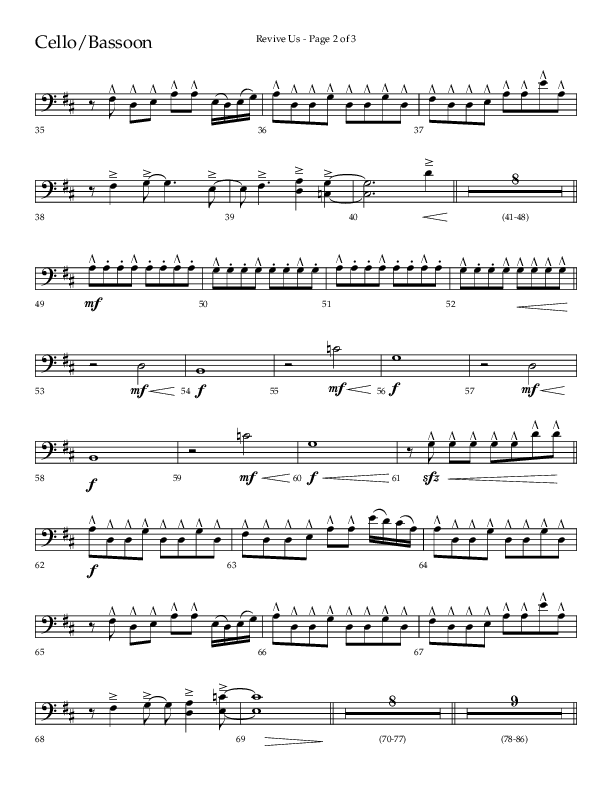 Revive Us (Choral Anthem SATB) Cello (Lifeway Choral / Arr. Cliff Duren / Arr. Kirk Kirkland)